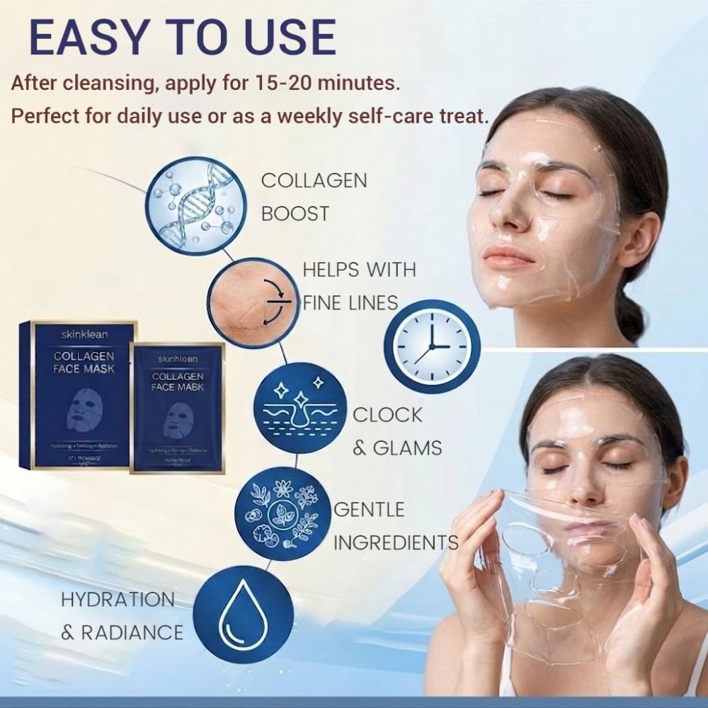 수분 공급 콜라겐 페이스 마스크는 잔주름을 개선하여 더 - Collagen Sheet Mask 리뷰 및 가격