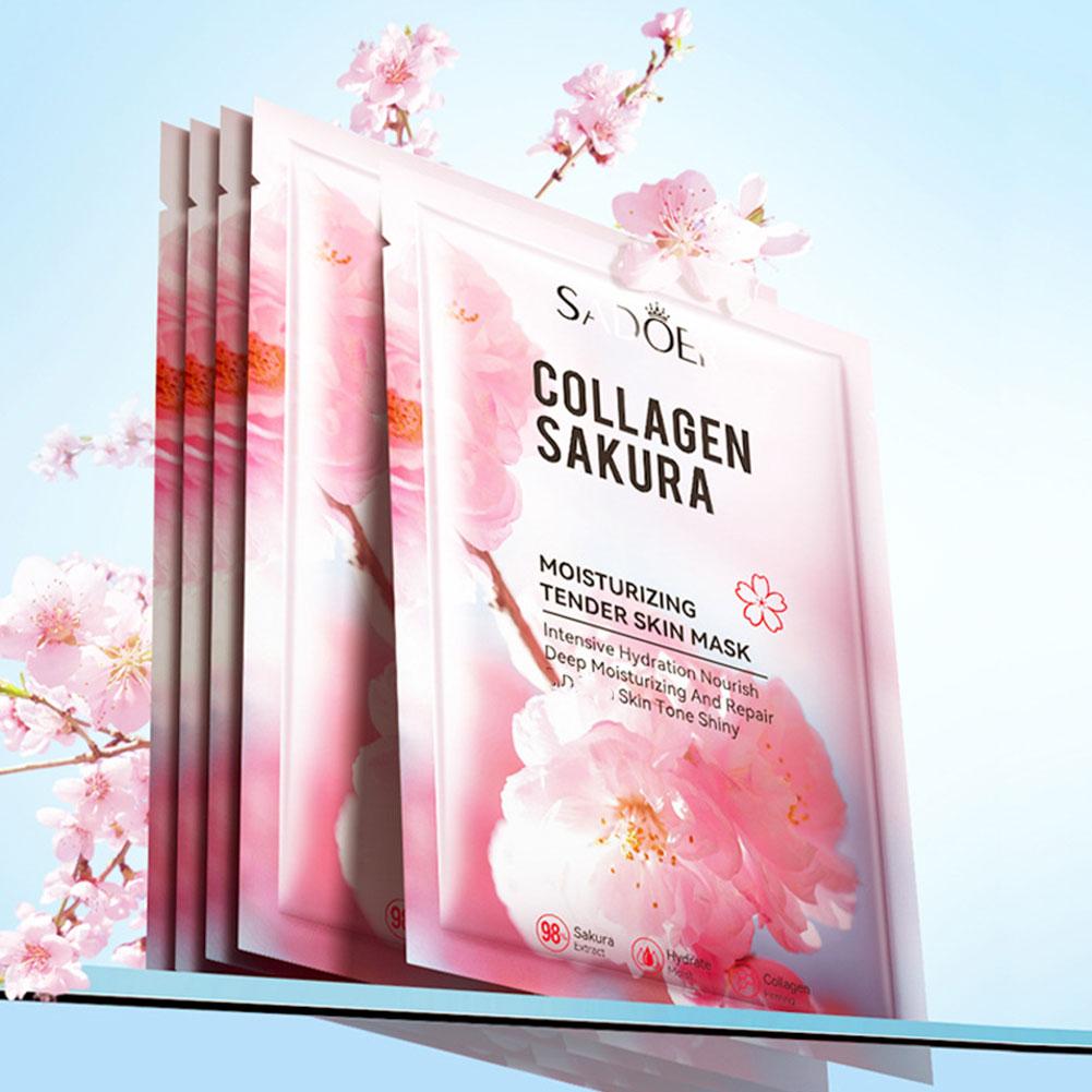 5개입 콜라겐 사쿠라 페이스 마스크 얼굴 스킨케어 보습 - Collagen Sheet Mask 리뷰 및 가격