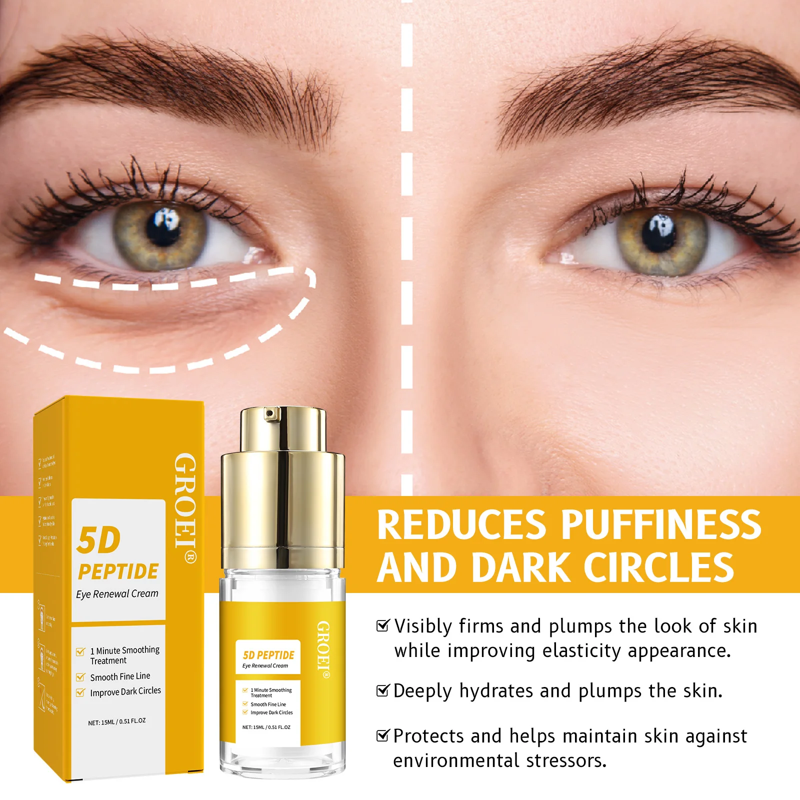 다크서클 & 붓기 해결책: 펩타이드 함유 5D 콜라겐  - Eye Cream Peptide 리뷰 및 가격